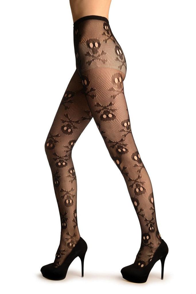 Liss Kiss Black Fishnet With Crossbones (Halloween) - Tights