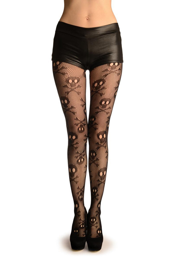 liss kiss Black Fishnet With Crossbones (Halloween) - Tights