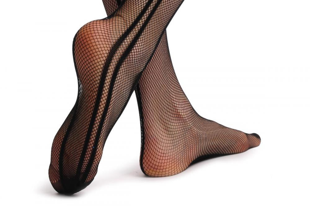 Liss Kiss Black Fishnet With Four Opaque Stripes On The Side - Tights
