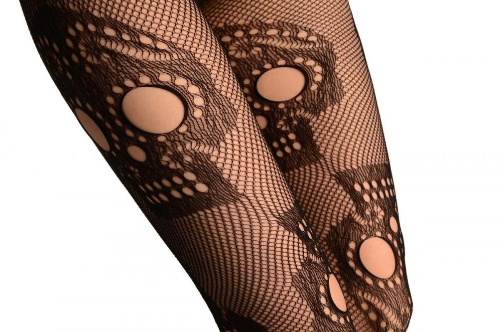 Liss Kiss Black Fishnet With Mexican Skulls (Halloween) - Tights