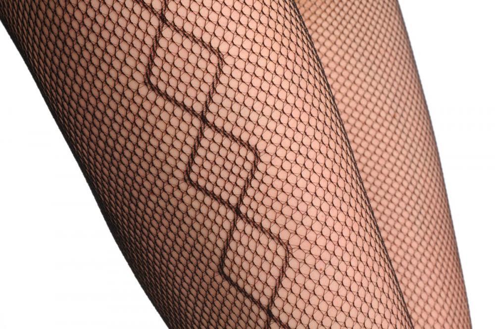 Liss Kiss Black Fishnet With Rombs Side Seam - Tights