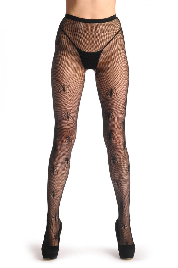 Liss Kiss Black Fishnet With Small Spiders (Halloween) - Tights