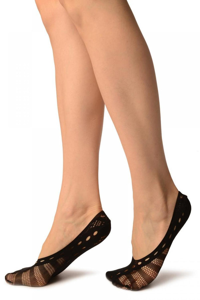 Liss Kiss Black French Lace Mix Lace Footies - Footsies Socks