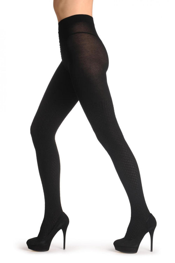 Liss Kiss Black Gingham Over The Knee Socks & Plain Top 150 Den - Tights