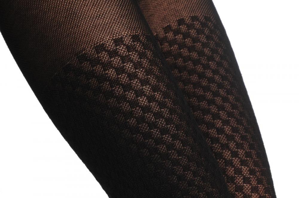 Liss Kiss Black Gingham Over The Knee Socks & Plain Top 150 Den - Tights