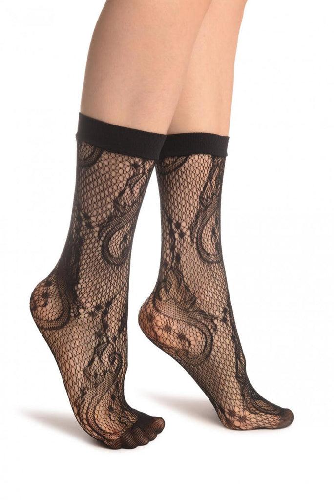 liss kiss Black Gladiolus Flowers Ankle High Socks - Socks