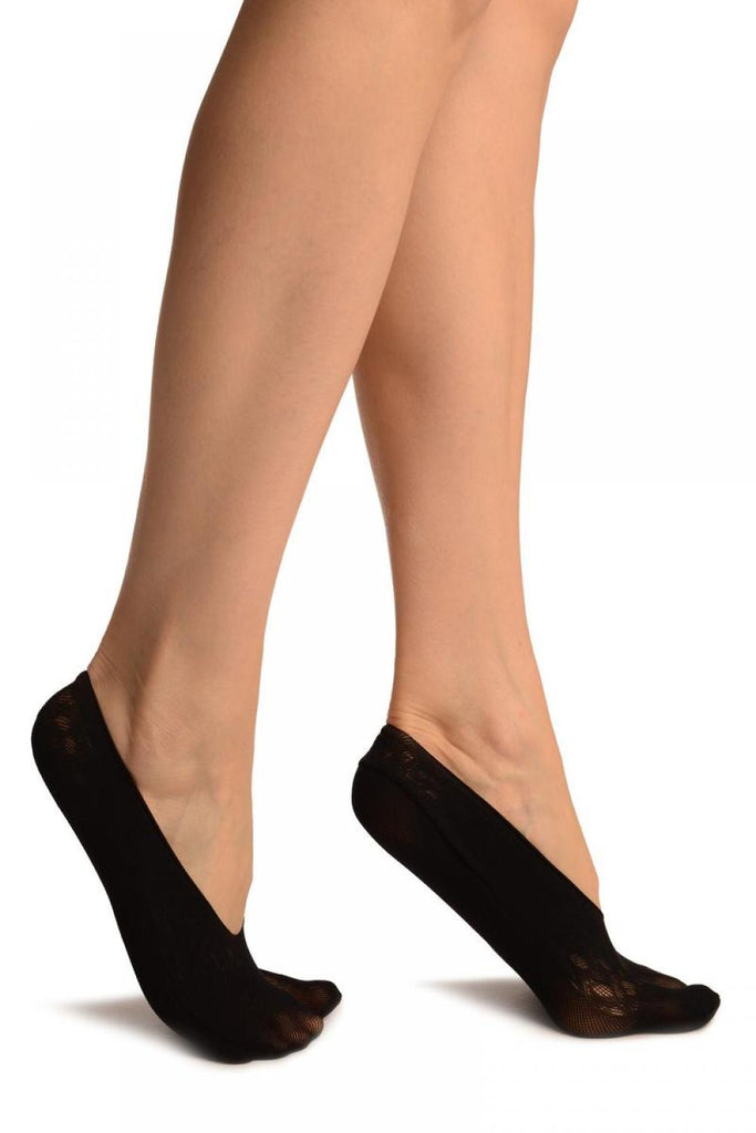 Liss Kiss Black Hearts Mesh Four & One Separate Toes Footsies - Footsies Socks