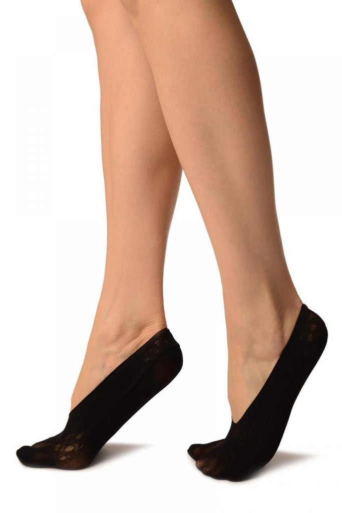 Liss Kiss Black Hearts Mesh Four & One Separate Toes Footsies - Footsies Socks