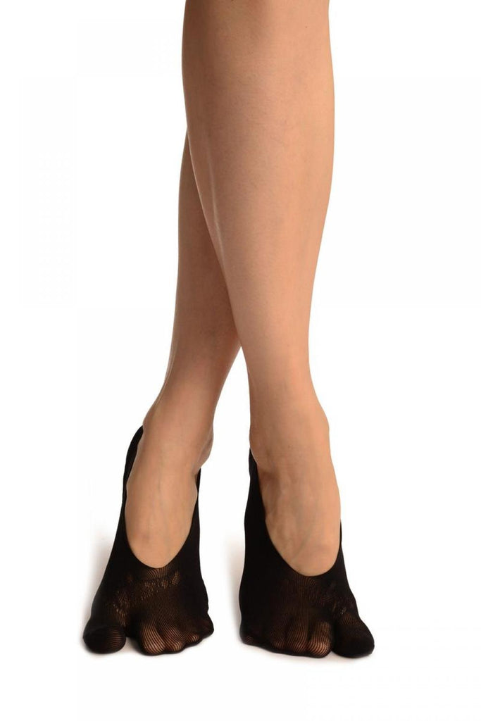 liss kiss Black Hearts Mesh Four & One Separate Toes Footsies - Footsies Socks