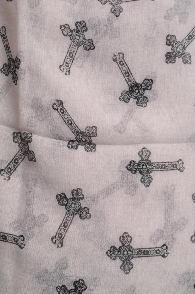 Liss Kiss Black Lace Crosses On White Unisex Scarf & Beach Sarong - Scarf