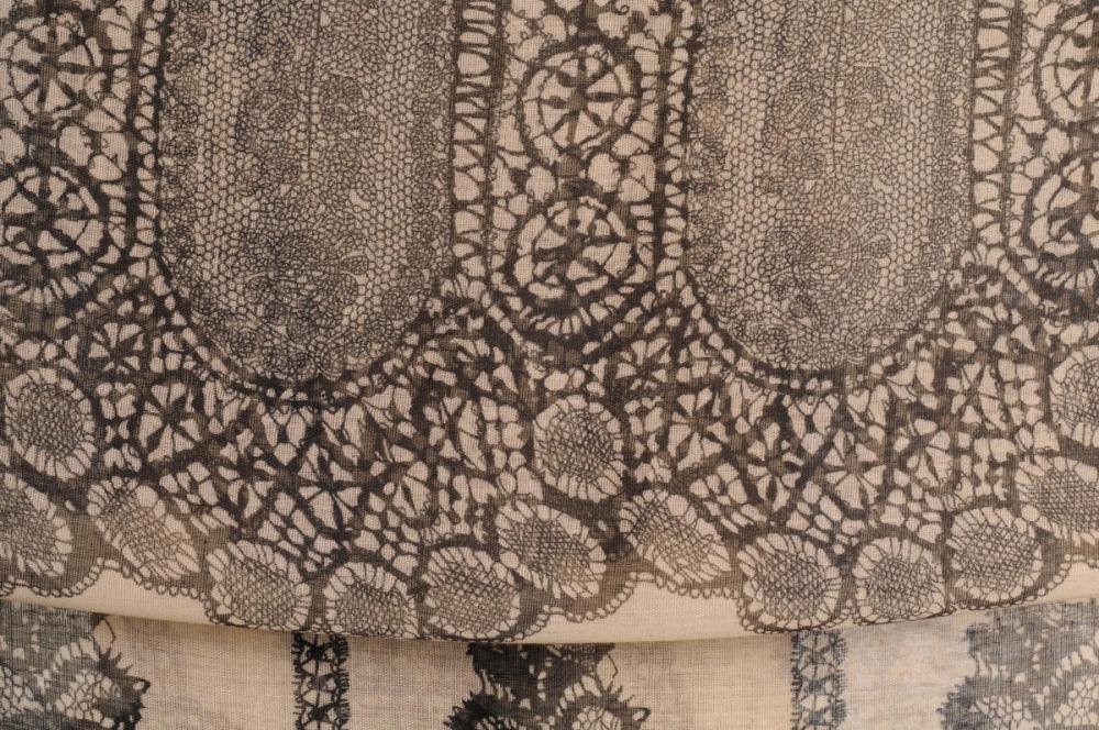 Liss Kiss Black Lace On Beige Unisex Scarf & Beach Sarong - Scarf