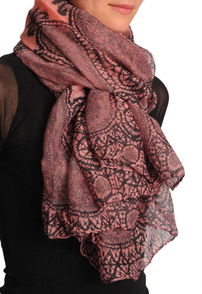 Liss Kiss Black Lace On Dark Pink Unisex Scarf & Beach Sarong - Scarf