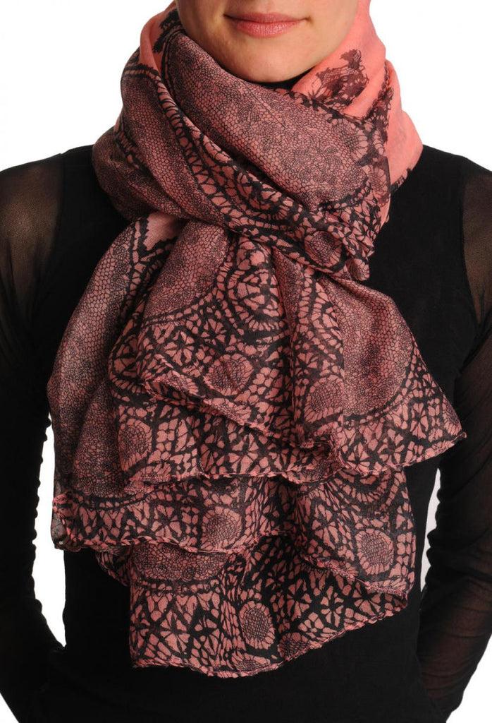 liss kiss Black Lace On Dark Pink Unisex Scarf & Beach Sarong - Scarf