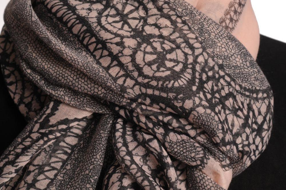 Liss Kiss Black Lace On Light Pink Unisex Scarf & Beach Sarong - Scarf