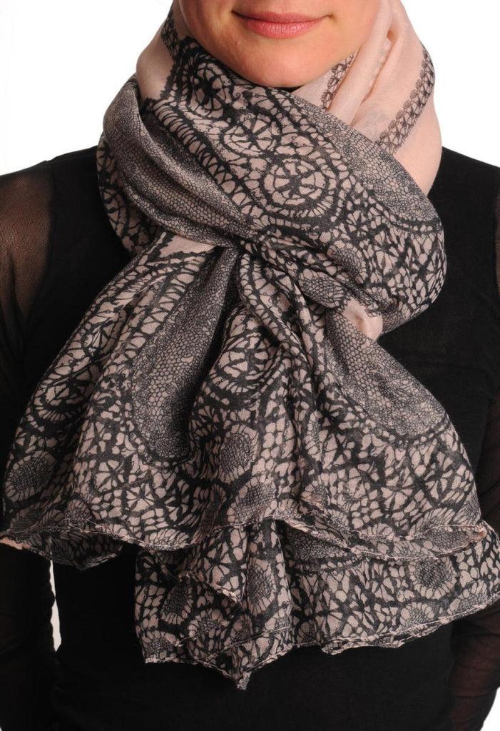 liss kiss Black Lace On Light Pink Unisex Scarf & Beach Sarong - Scarf