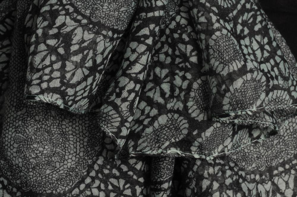 Liss Kiss Black Lace On Moss Green Unisex Scarf & Beach Sarong - Scarf