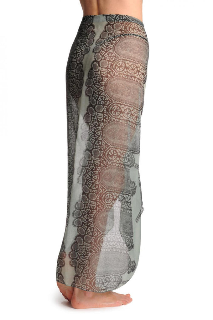 Liss Kiss Black Lace On Moss Green Unisex Scarf & Beach Sarong - Scarf