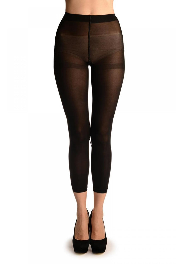 Liss Kiss Black Lace Up At The Back Footless - Tights Footless