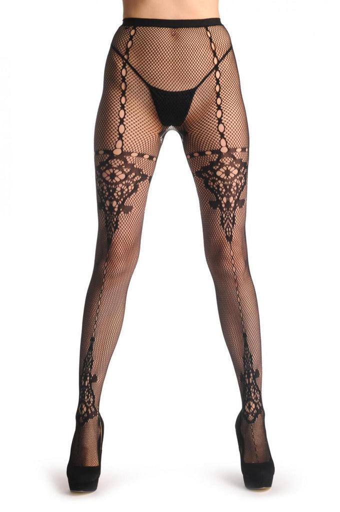 Liss Kiss Black Lace With Keyholes & Vintage Element - Tights