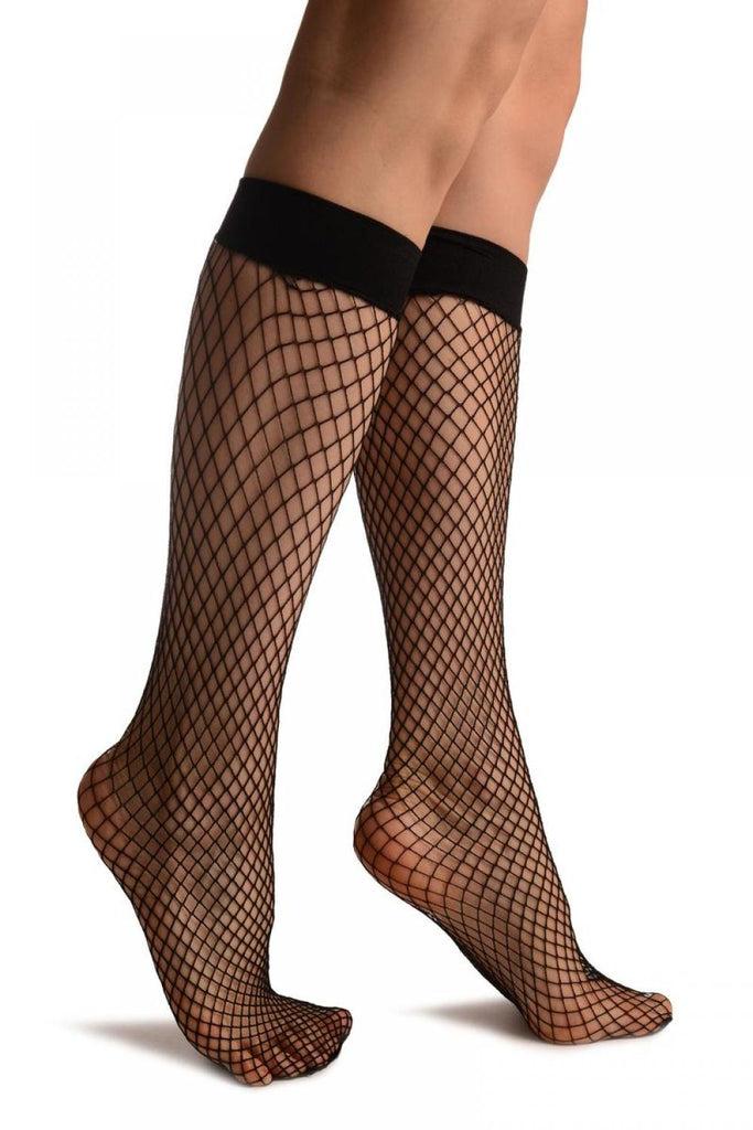 liss kiss Black Large Fishnet Knee High Socks - Socks