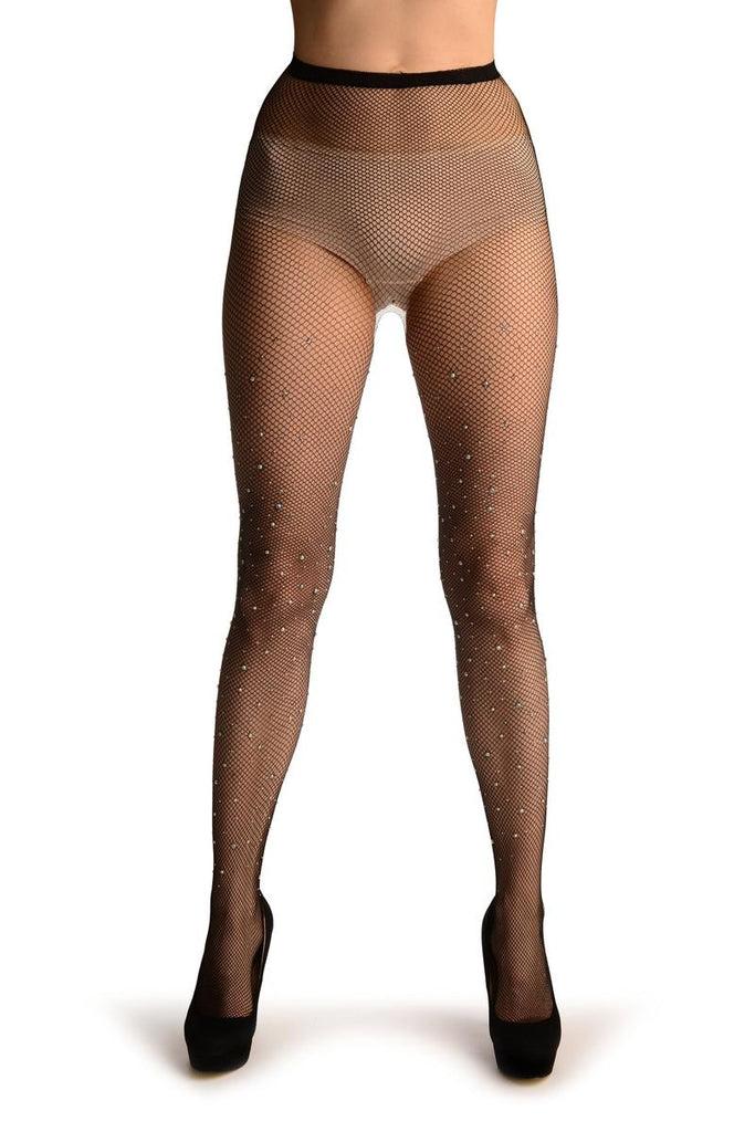 Liss Kiss Black Large Fishnet With Diamantes - Tights