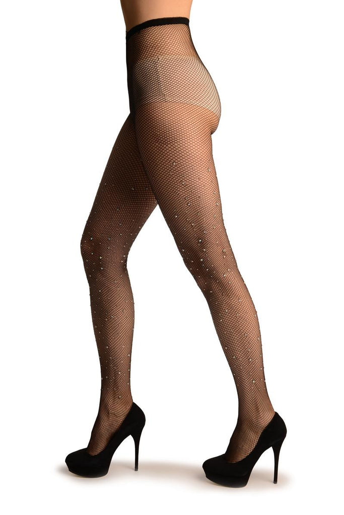 Liss Kiss Black Large Fishnet With Diamantes - Tights