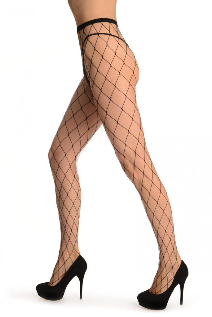 Liss Kiss Black Large Industrial Net (Plus Size) - Tights