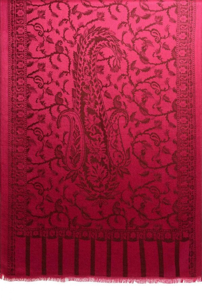 Liss Kiss Black Large Paisley On Fuchsia Pink Pashmina Feel - Scarf
