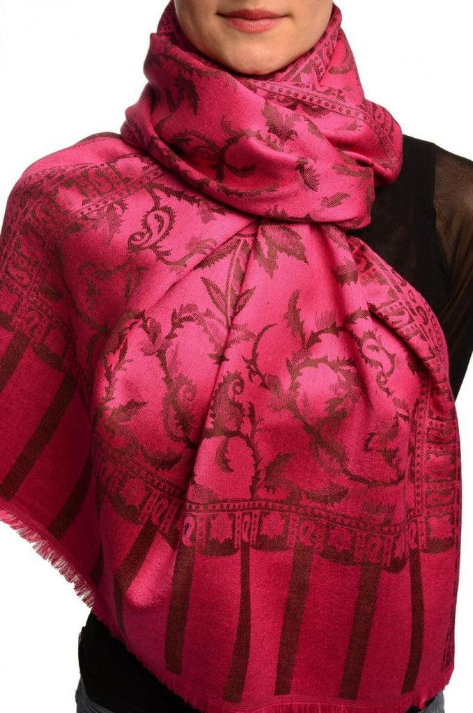 liss kiss Black Large Paisley On Fuchsia Pink Pashmina Feel - Scarf