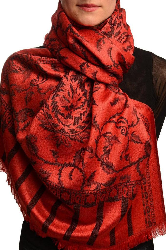 liss kiss Black Large Paisley On Red Pashmina Feel - Scarf