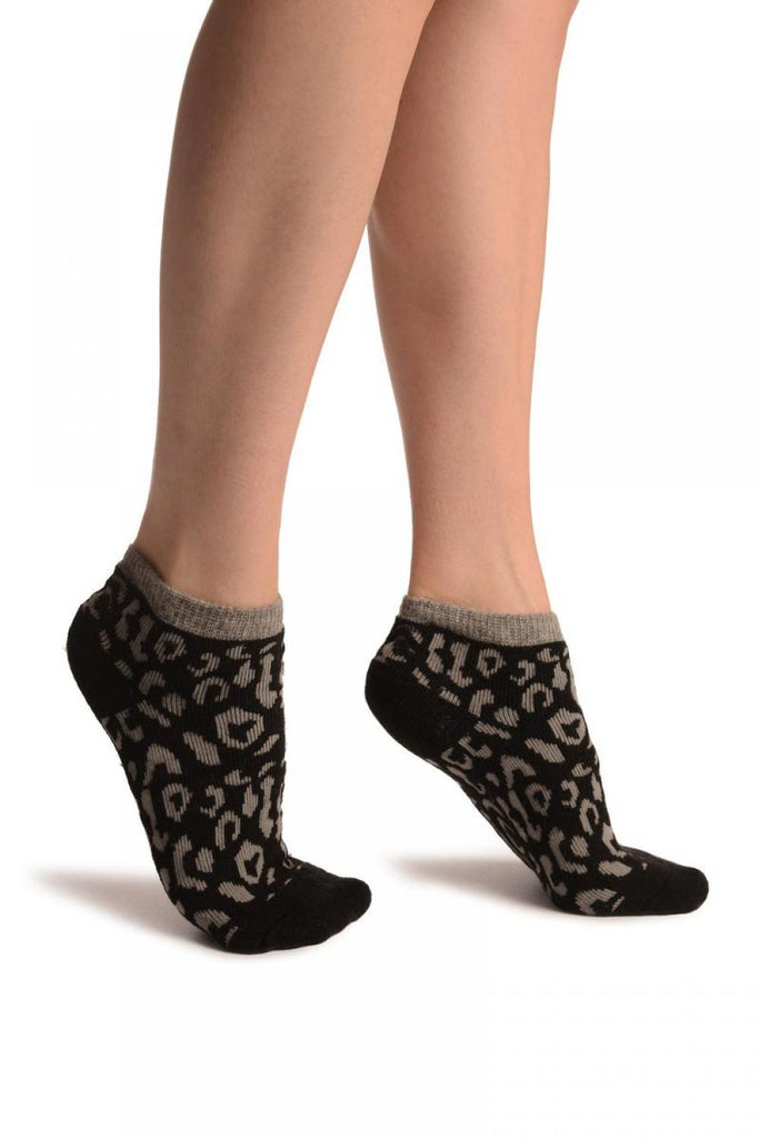 liss kiss Black Leopard Angora Footies Socks - Footsies Socks