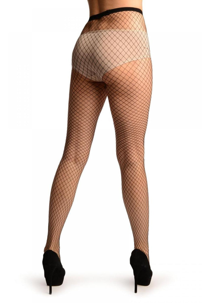 Liss Kiss Black Luxurious Large Mesh Fishnet Tights - Tights