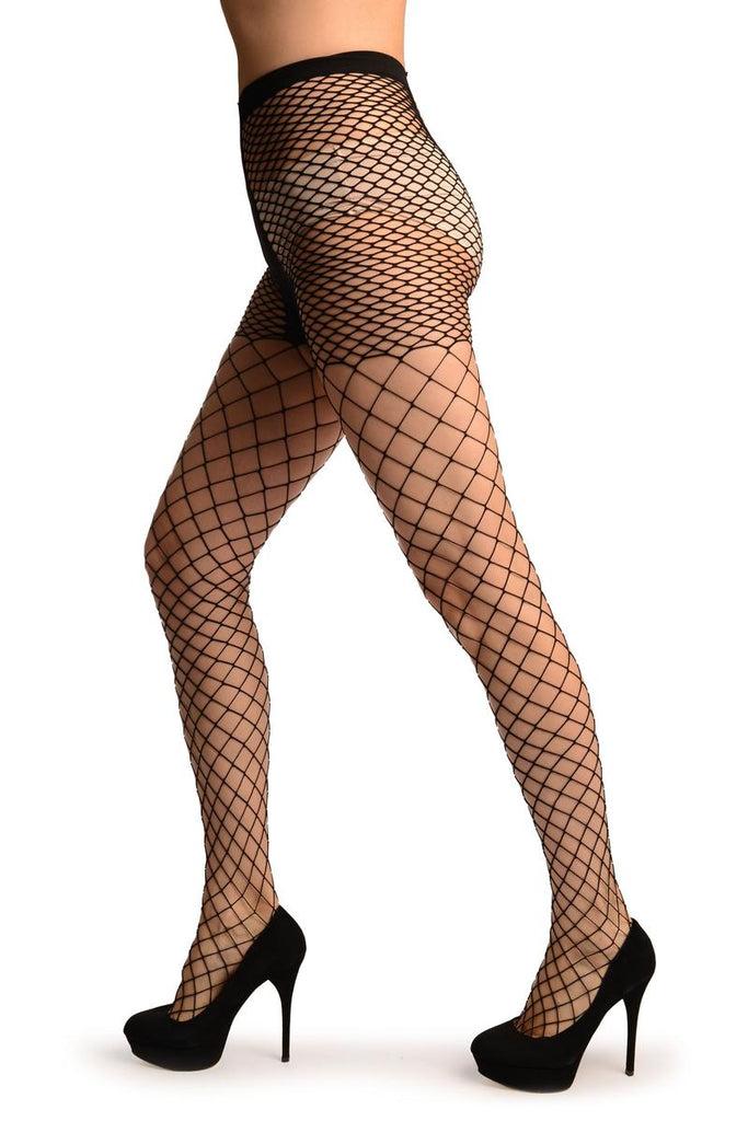 Liss Kiss Black Luxurious Maxi Mesh Fishnet Tights - Tights