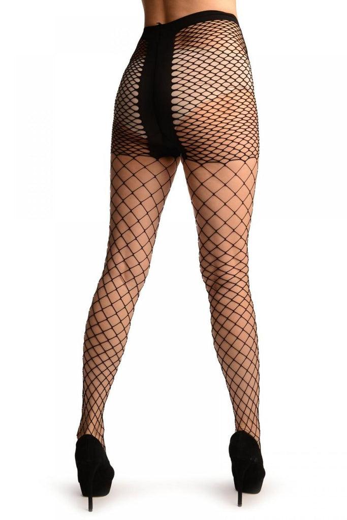 Liss Kiss Black Luxurious Maxi Mesh Fishnet Tights - Tights