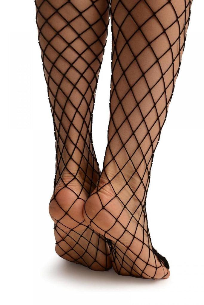 Liss Kiss Black Luxurious Maxi Mesh Fishnet Tights - Tights