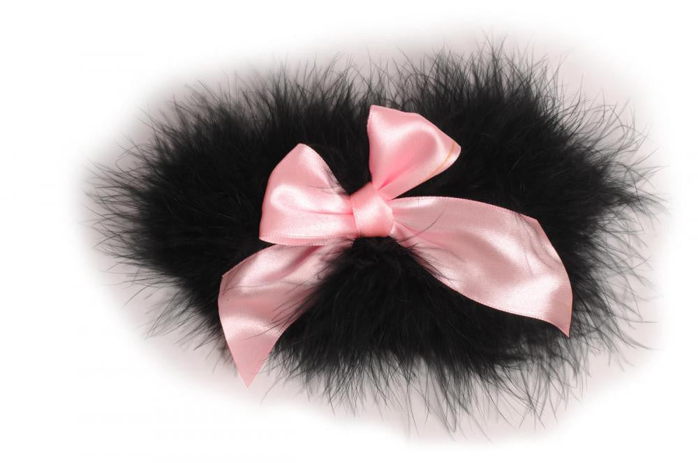 Liss Kiss Black Marabou Feather With Pink Satin Bow - Garter
