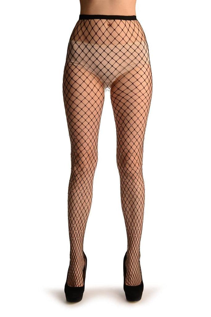 Liss Kiss Black Medium Fishnet With Diamantes - Tights
