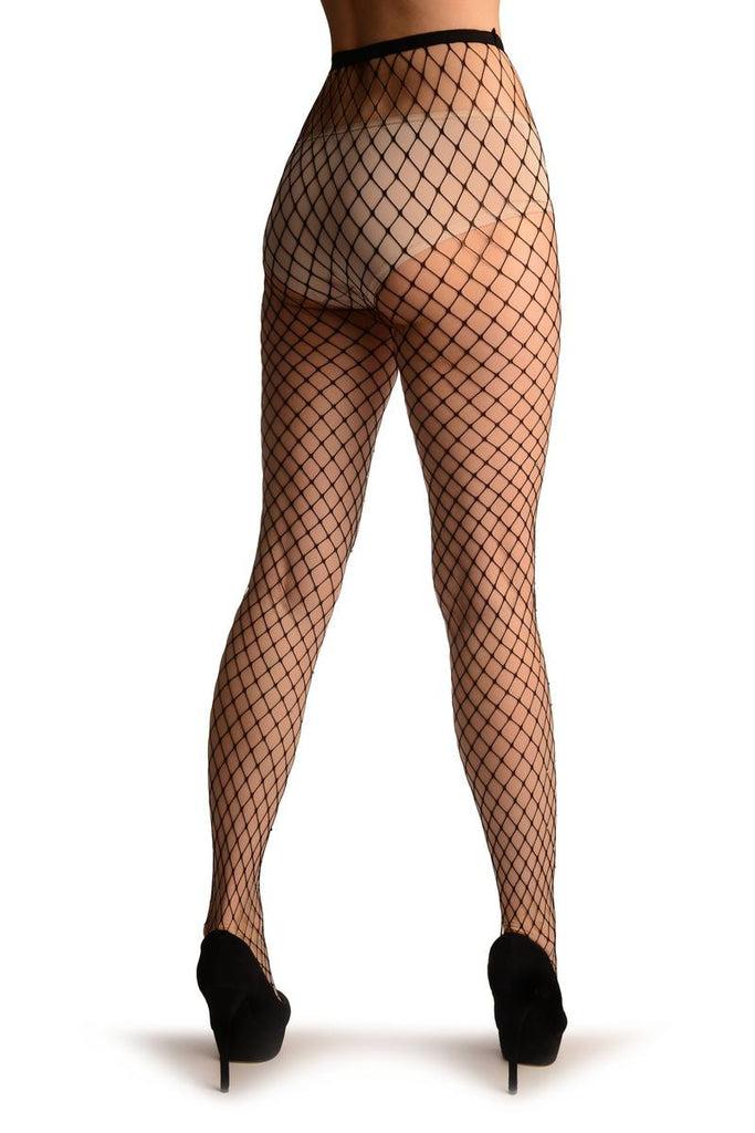 Liss Kiss Black Medium Fishnet With Diamantes - Tights