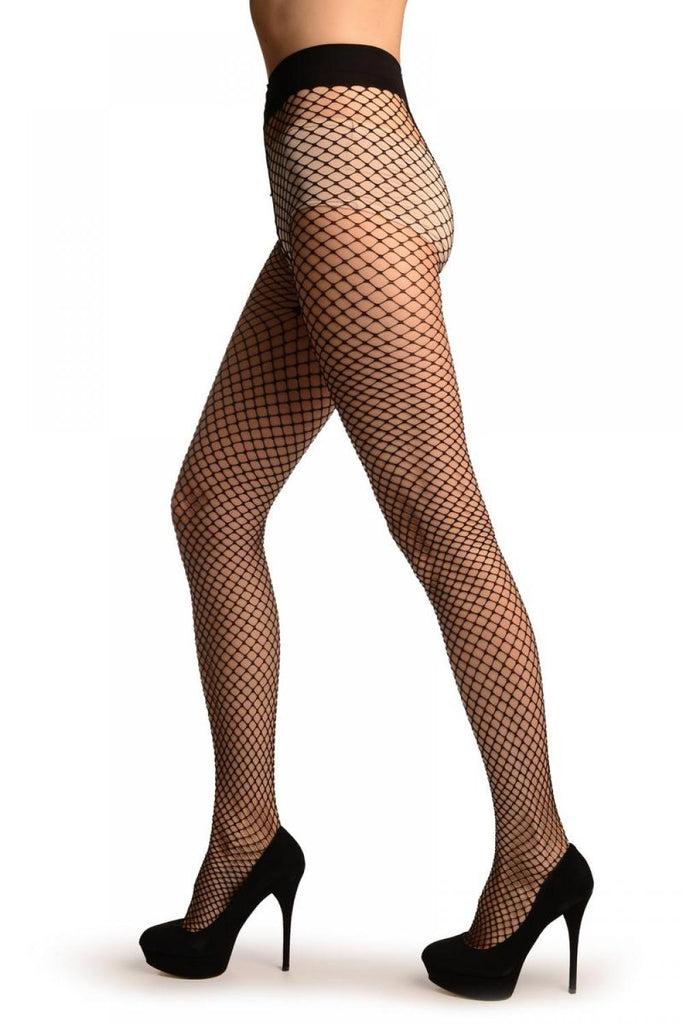 Liss Kiss Black Medium Mesh Luxury Fishnet Tights - Tights