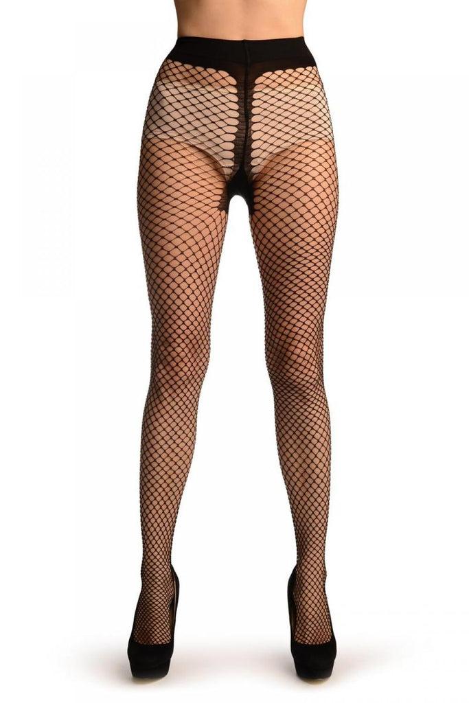 liss kiss Black Medium Mesh Luxury Fishnet Tights - Tights