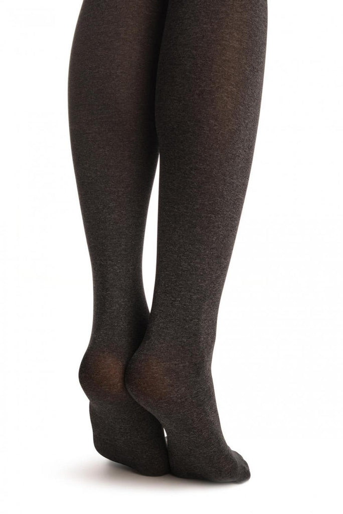 Liss Kiss Black Melange Faux Stockings & Opaque Top Stripe - Tights