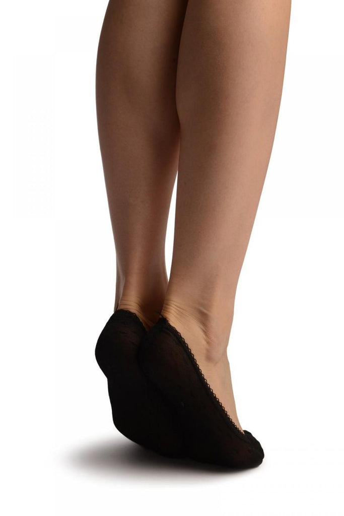Liss Kiss Black Mesh With Little Hearts & Elasticated Top Essential Footies - Footsies Socks