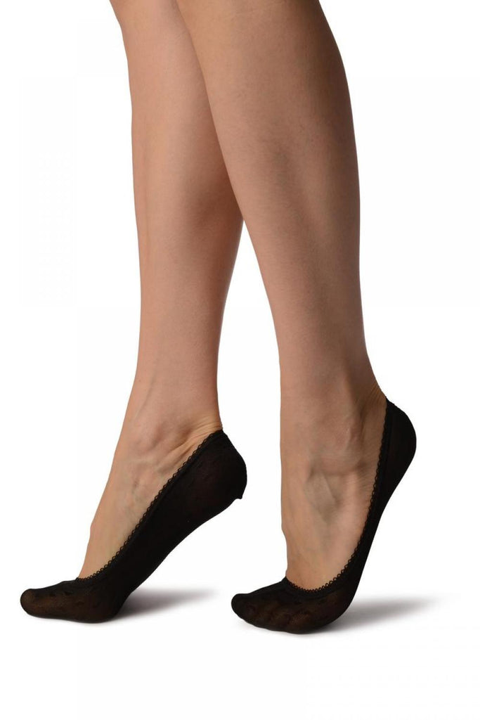 Liss Kiss Black Mesh With Little Hearts & Elasticated Top Essential Footies - Footsies Socks