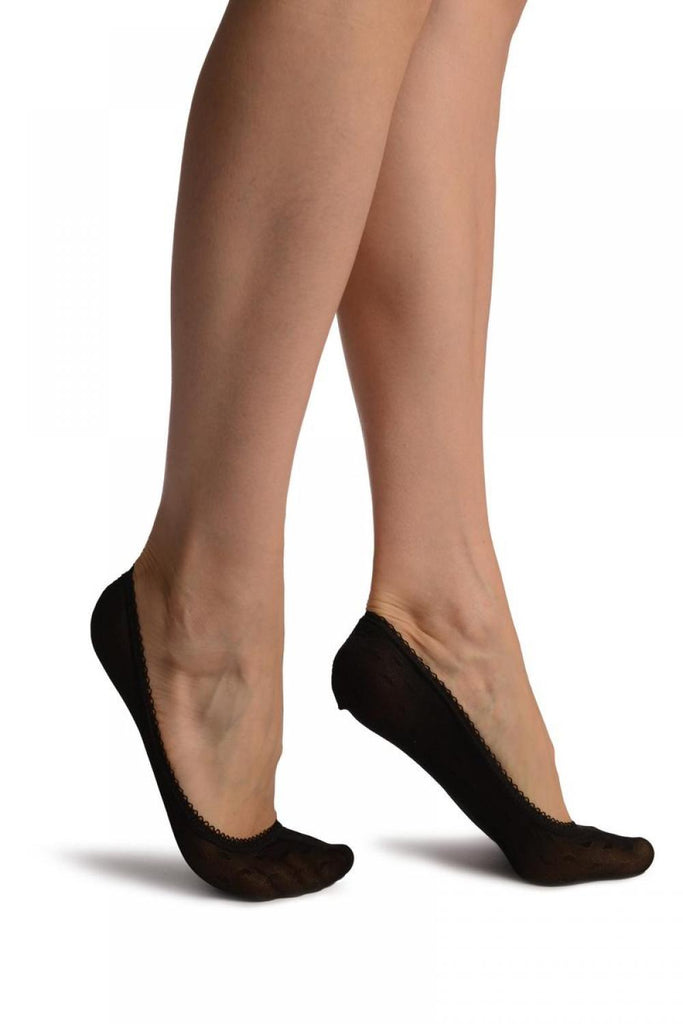 Liss Kiss Black Mesh With Little Hearts & Elasticated Top Essential Footies - Footsies Socks