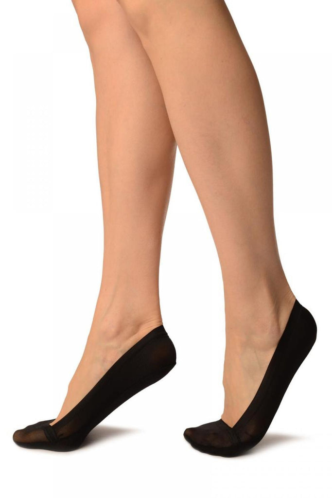 Liss Kiss Black Mesh With Silicon Grip Cotton Sole Footsies - Footsies Socks