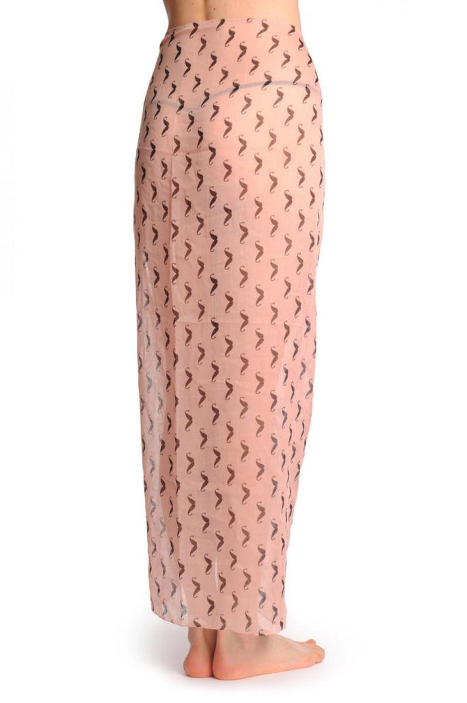 Liss Kiss Black Moustaches On Peach Pink Unisex Scarf & Beach Sarong - Scarf