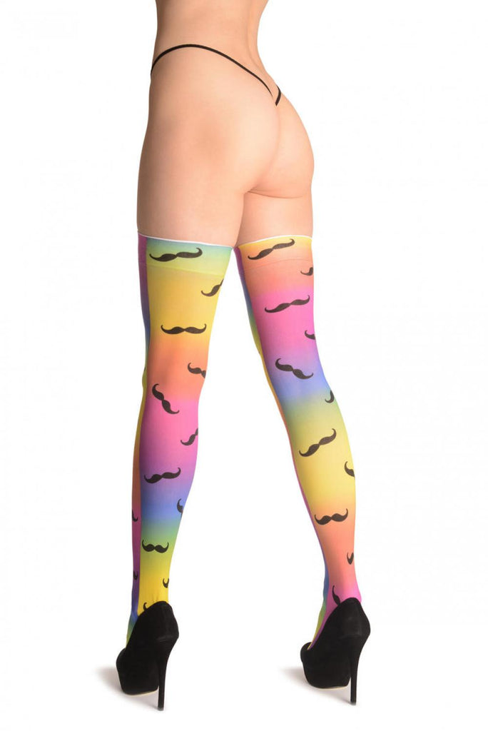 Liss Kiss Black Moustaches On Rainbow Ombre - Hold Ups