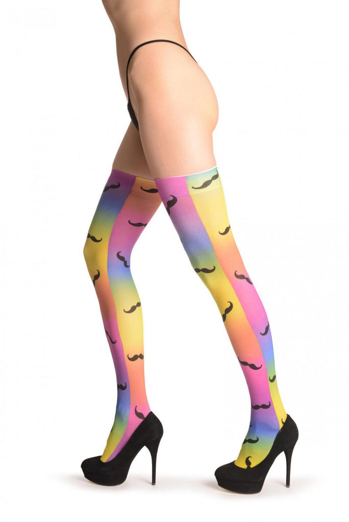 Liss Kiss Black Moustaches On Rainbow Ombre - Hold Ups