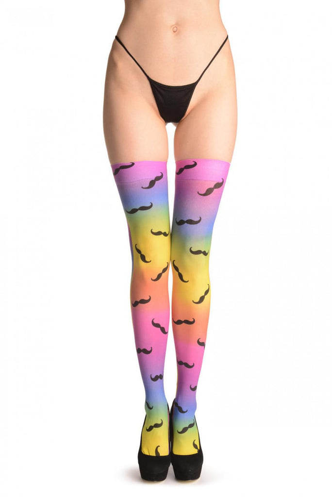 liss kiss Black Moustaches On Rainbow Ombre - Hold Ups