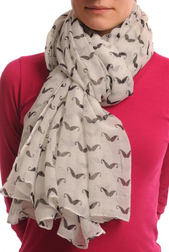 Liss Kiss Black Moustaches On Sand White Unisex Scarf & Beach Sarong - Scarf